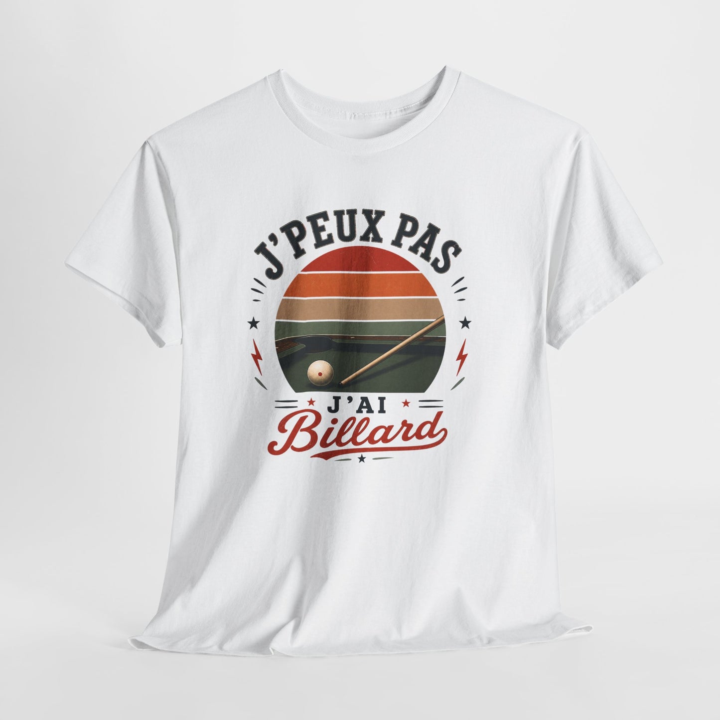T-Shirt  Homme Femme – J’Peux Pas J’Ai Billard – Tee Shirt Joueur de Billard Vintage Queue de Billard Boule Snooker Pool Français Cadeau Passion