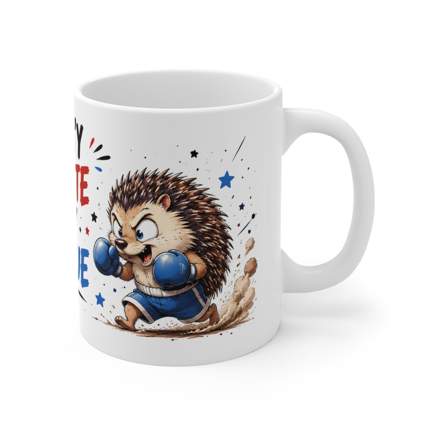 Tasse Qui S’Y Frotte S’Y Pique – Mug Hérisson Humour Boxe – Cadeau Original Animal Fun 325ml