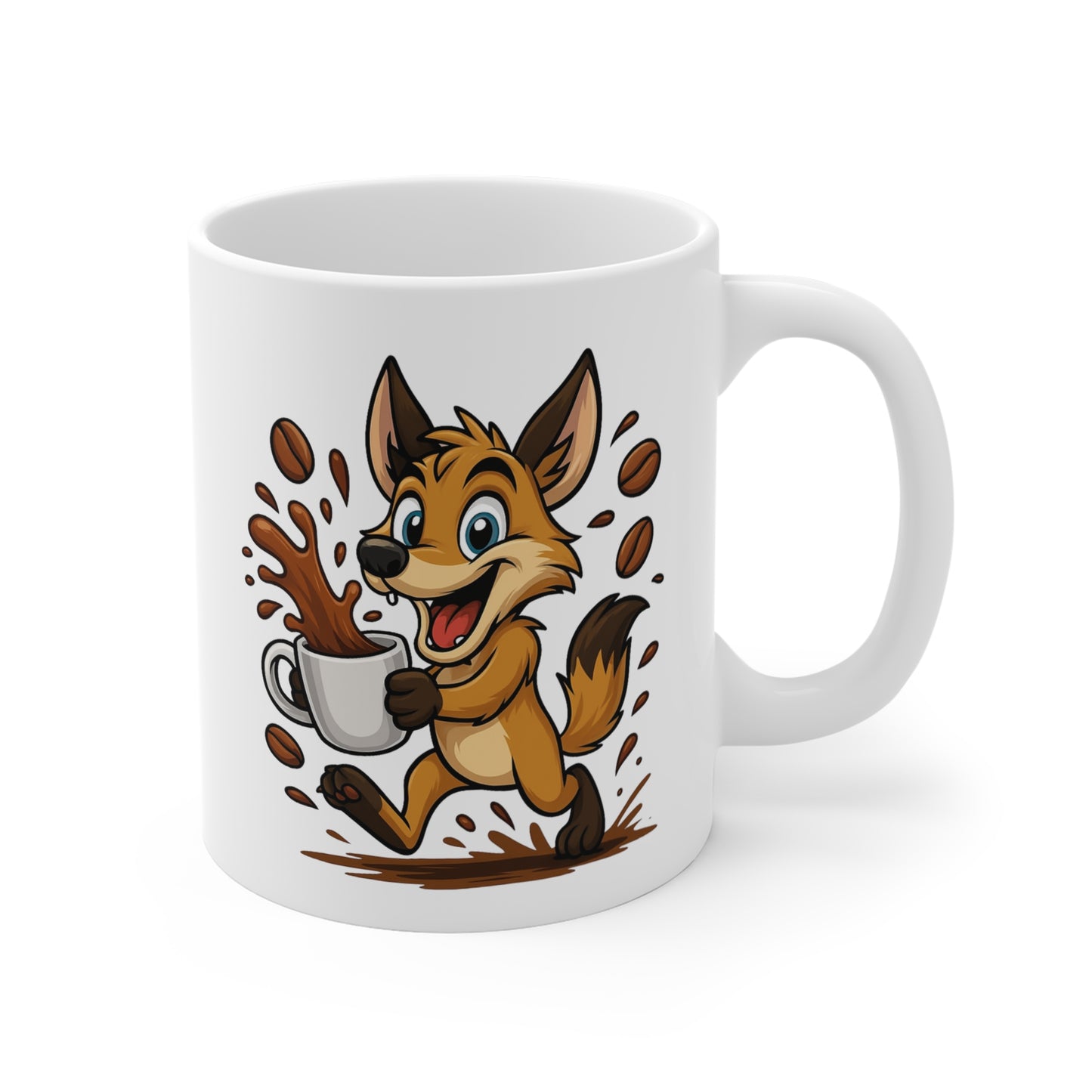 Mug Coyote Café – Tasse Céramique 325ml – Design Cartoon Mignon – Cadeau Original Amateur de Café