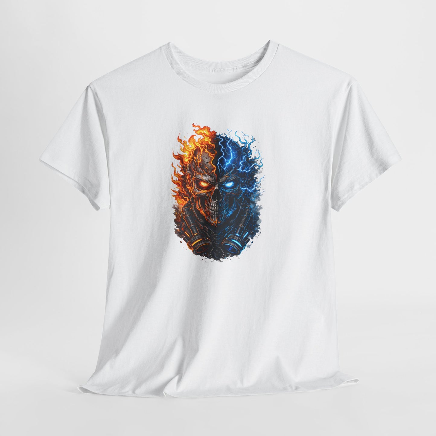 T-Shirt Tête de Mort Feu et Glace – Design Skull Électrique et Flamme – Style Dark