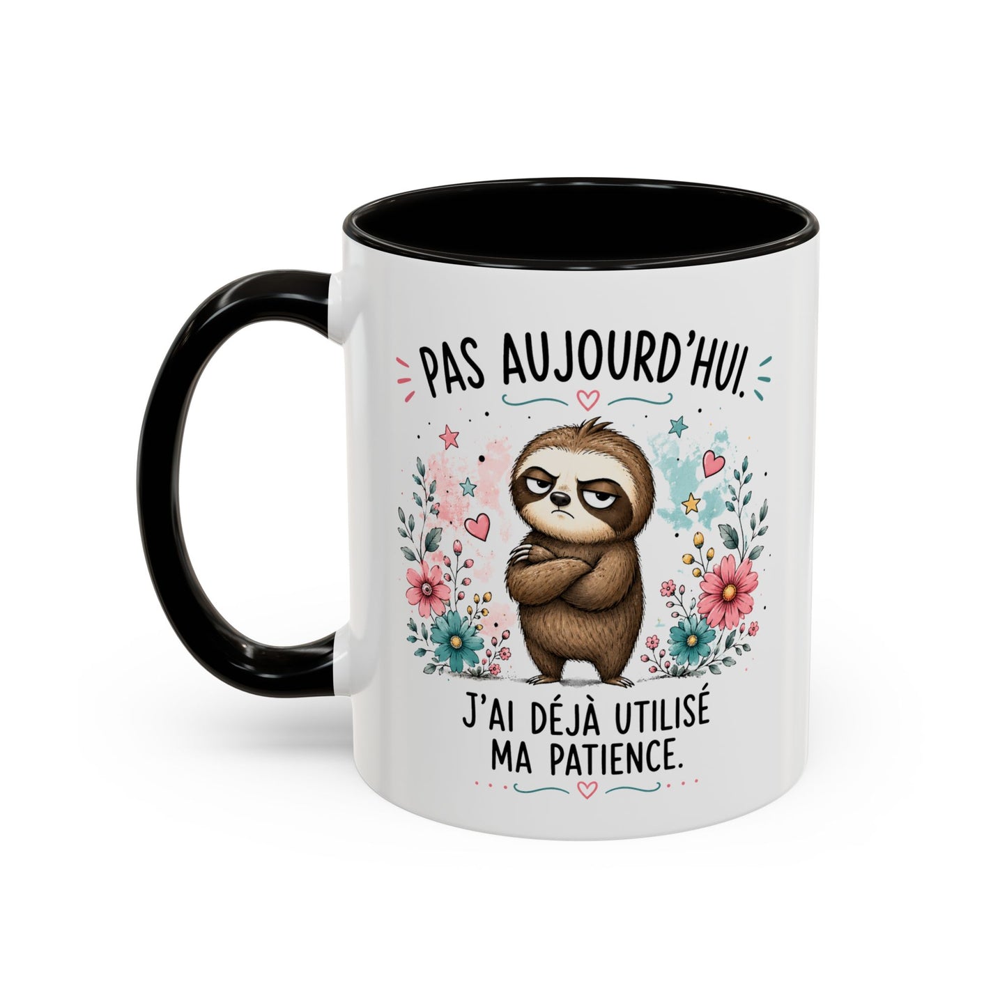 Tasse Paresseux Drôle Homme Femme – Mug Pas aujourd'hui j'ai déjà utilisé ma patience – Cadeau Humour 325 ml