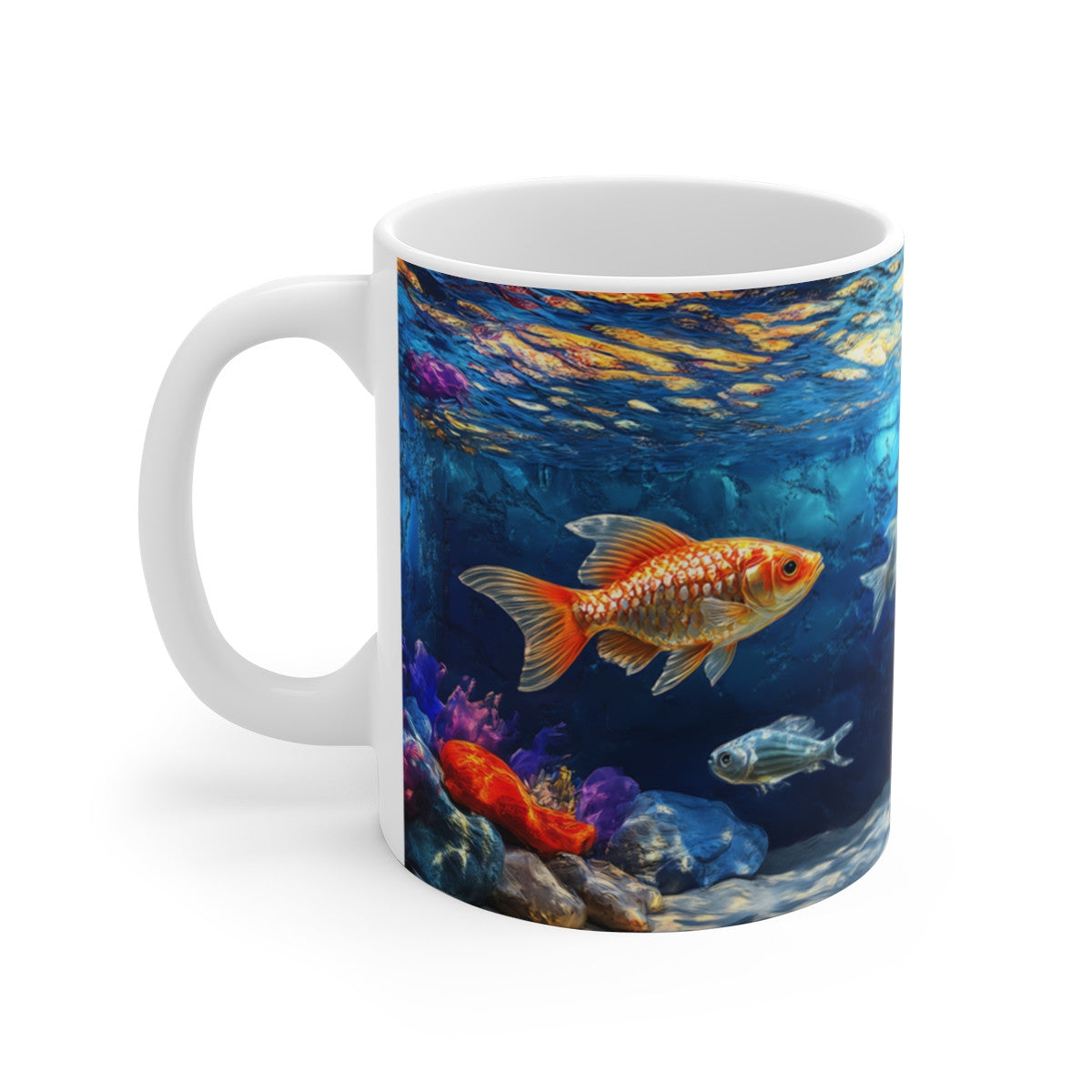Tasse Aquarium Poissons Océan Bleu, Fond Marin, Design Zen & Coloré – Cadeau Nature & Relax