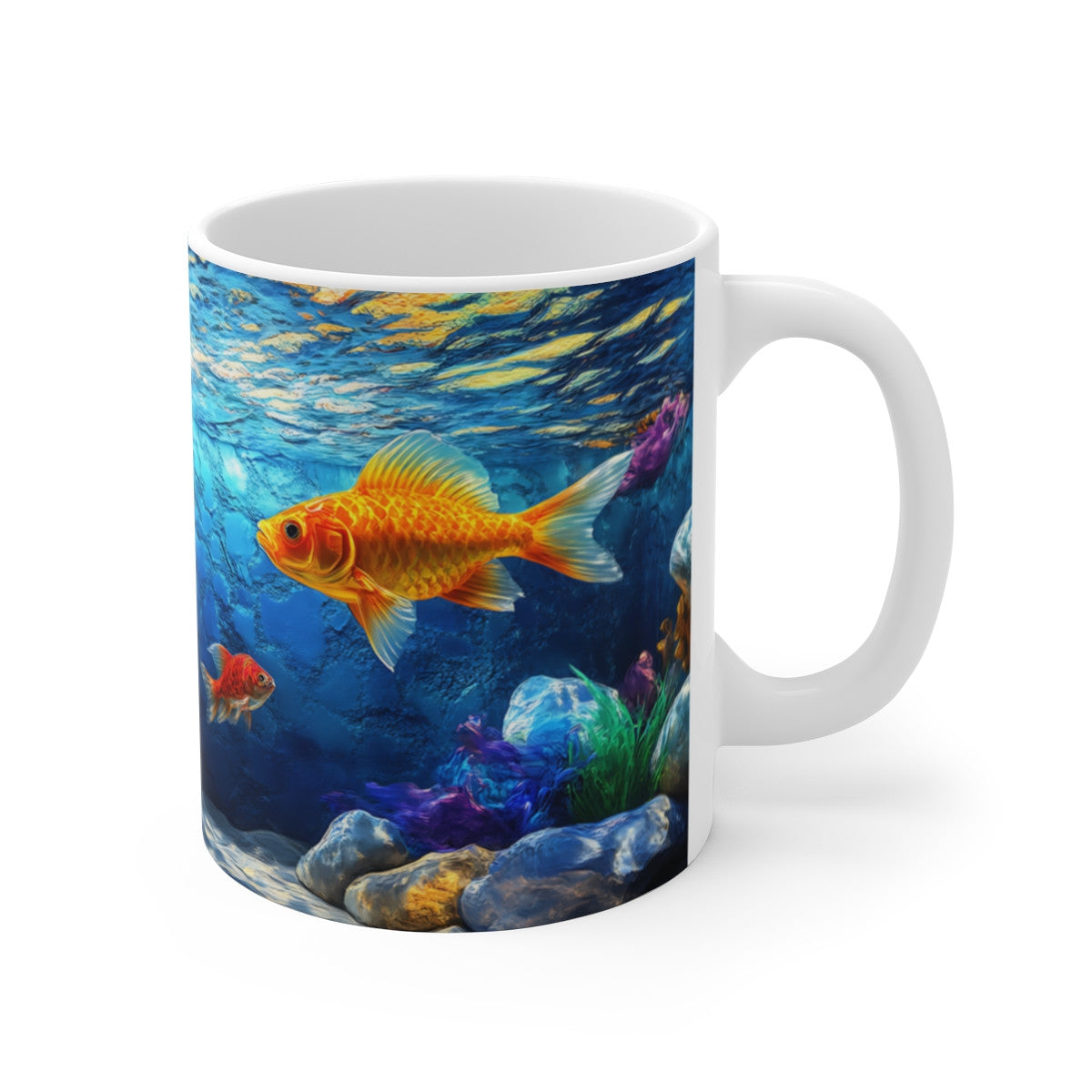 Tasse Aquarium Poissons Océan Bleu, Fond Marin, Design Zen & Coloré – Cadeau Nature & Relax
