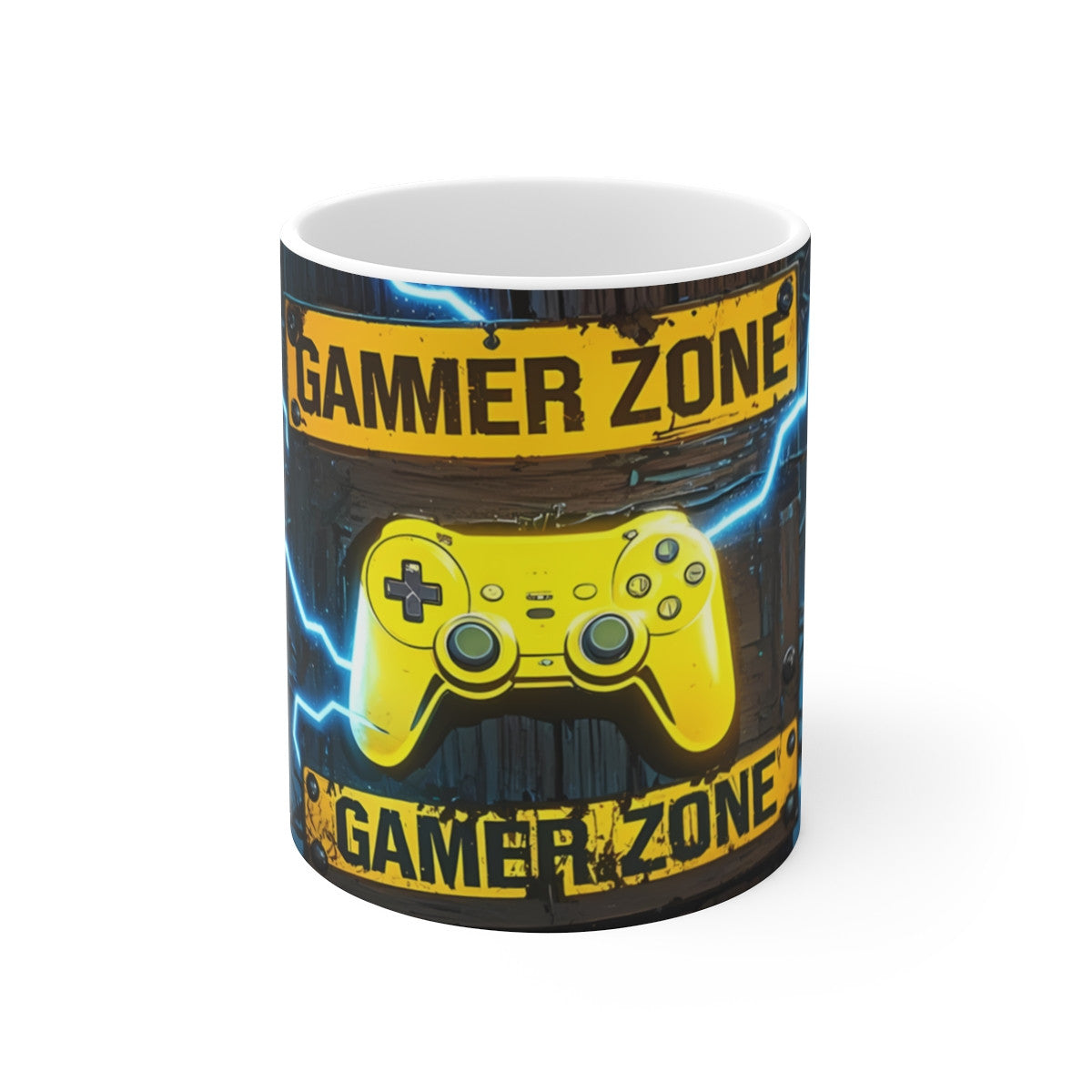 Tasse Gamer Zone  Mug Céramique 325ml Design Électrique avec Manette Jaune Cadeau Geek, Gaming & Streamer