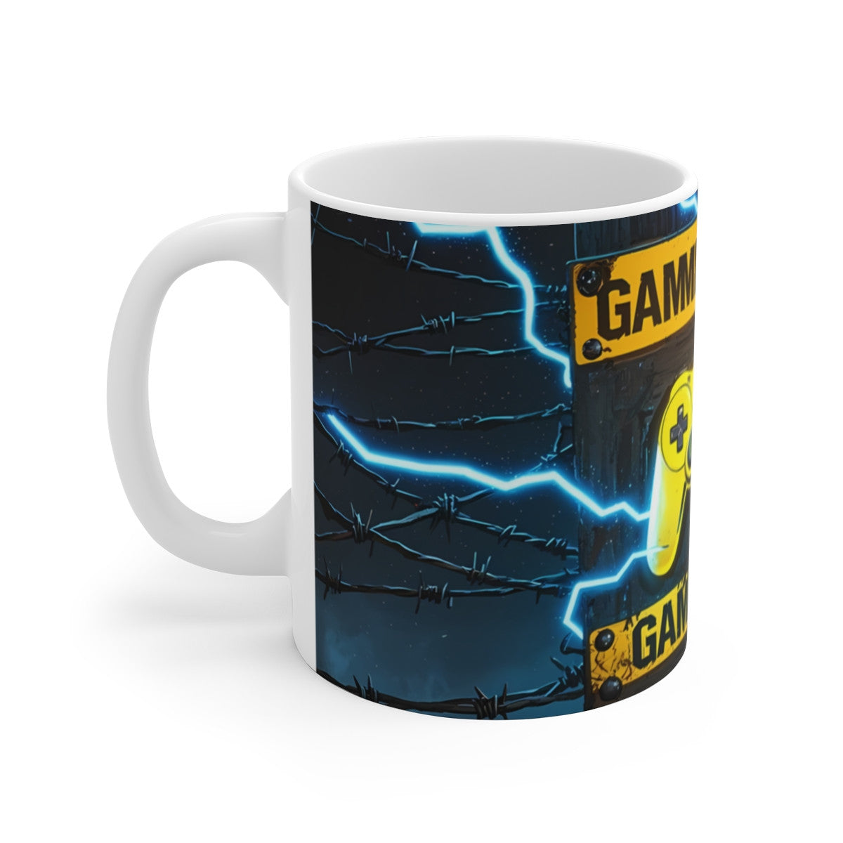 Tasse Gamer Zone  Mug Céramique 325ml Design Électrique avec Manette Jaune Cadeau Geek, Gaming & Streamer