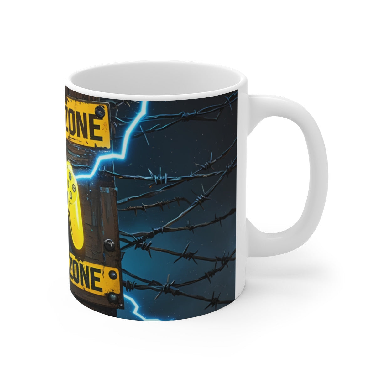 Tasse Gamer Zone  Mug Céramique 325ml Design Électrique avec Manette Jaune Cadeau Geek, Gaming & Streamer