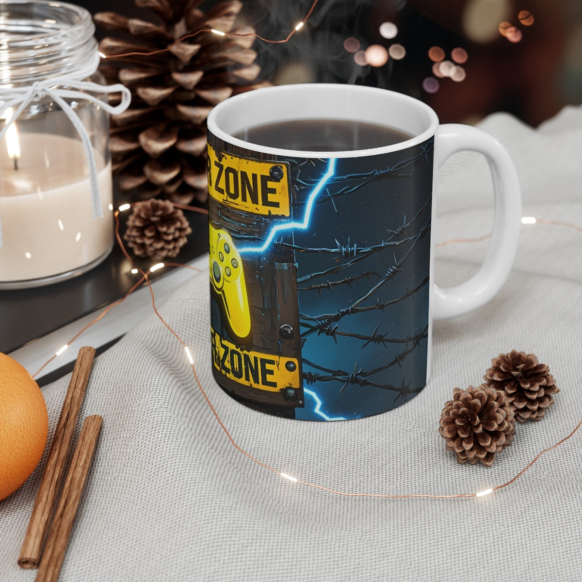 Tasse Gamer Zone  Mug Céramique 325ml Design Électrique avec Manette Jaune Cadeau Geek, Gaming & Streamer