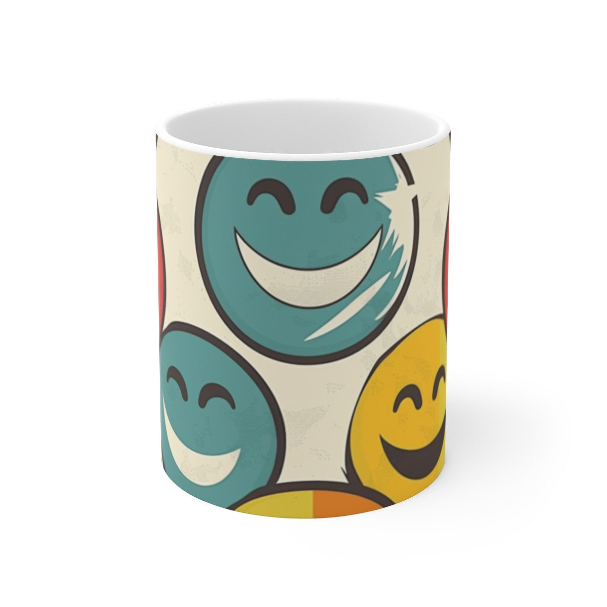 Tasse Smileys Rétro  Mug Céramique 325ml  Design Joyeux Années 90  Cadeau Coloré Feel Good