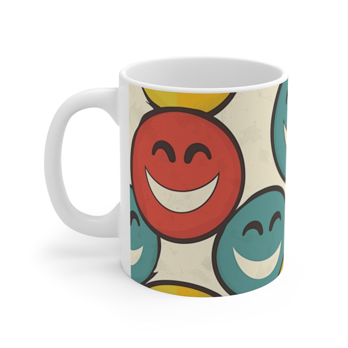 Tasse Smileys Rétro  Mug Céramique 325ml  Design Joyeux Années 90  Cadeau Coloré Feel Good