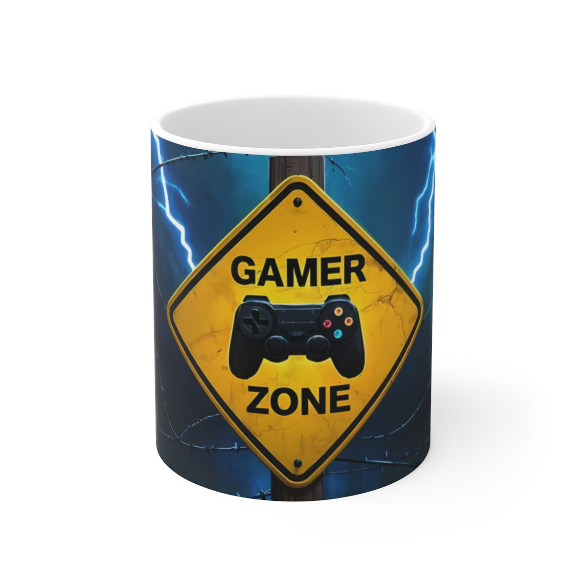 Tasse Gamer Zone  Mug Céramique 325ml  Manette Noire & Éclairs  Cadeau Geek Gaming Hardcore & Déco Setup
