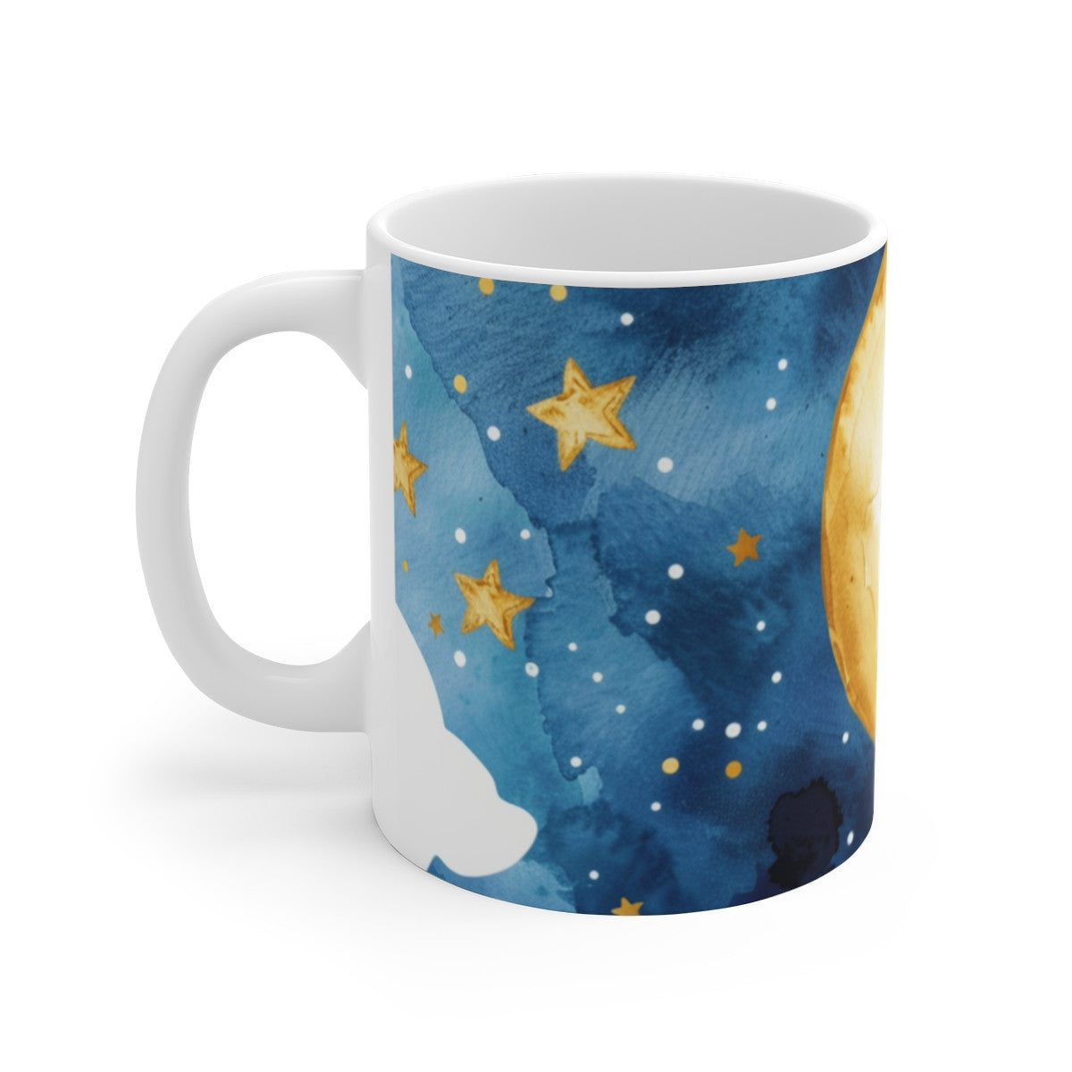 Tasse Lune Étoiles Aquarelle Mug Céramique 325ml Design Céleste Bleu Nuit  Idée Cadeau Rêveur & Apaisant