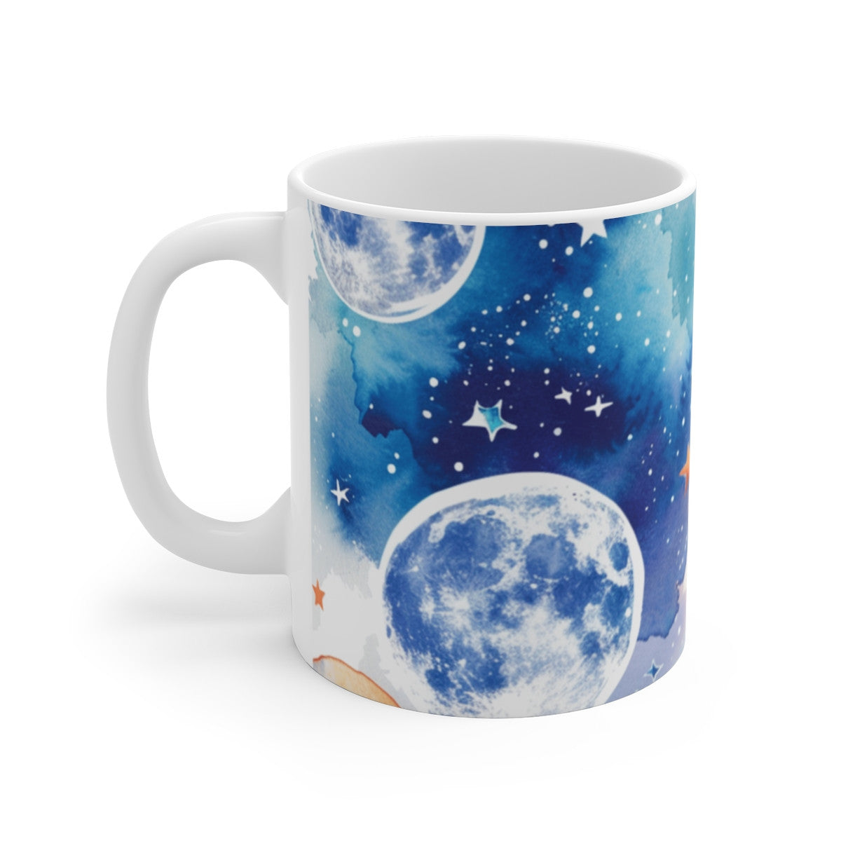 Tasse Lune Aquarelle Mug Céramique 325ml Univers Bleu & Planètes  Design Astral Poétique Cadeau Cosmique