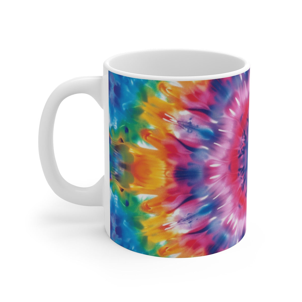 Tasse Tie-Dye Spirale  Mug Céramique 325ml Design Psychédélique Arc-en-Ciel  Mandala Hippie & Festival Coloré