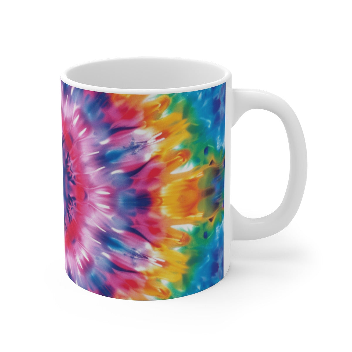 Tasse Tie-Dye Spirale  Mug Céramique 325ml Design Psychédélique Arc-en-Ciel  Mandala Hippie & Festival Coloré