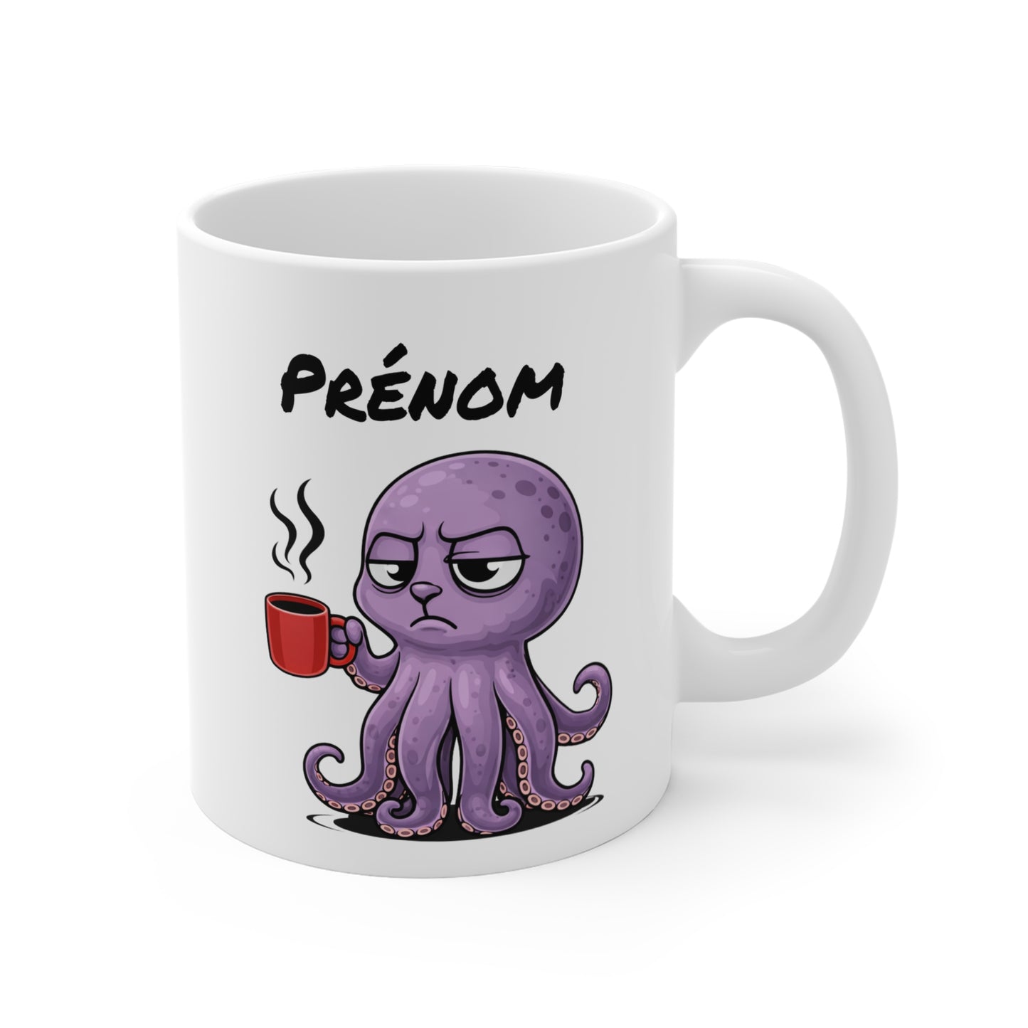 Mug Poulpe Fatigué Personnalisable 325ml – Tasse Café Humour Animal Marin Drôle Réveil Difficile Bureau Cadeau