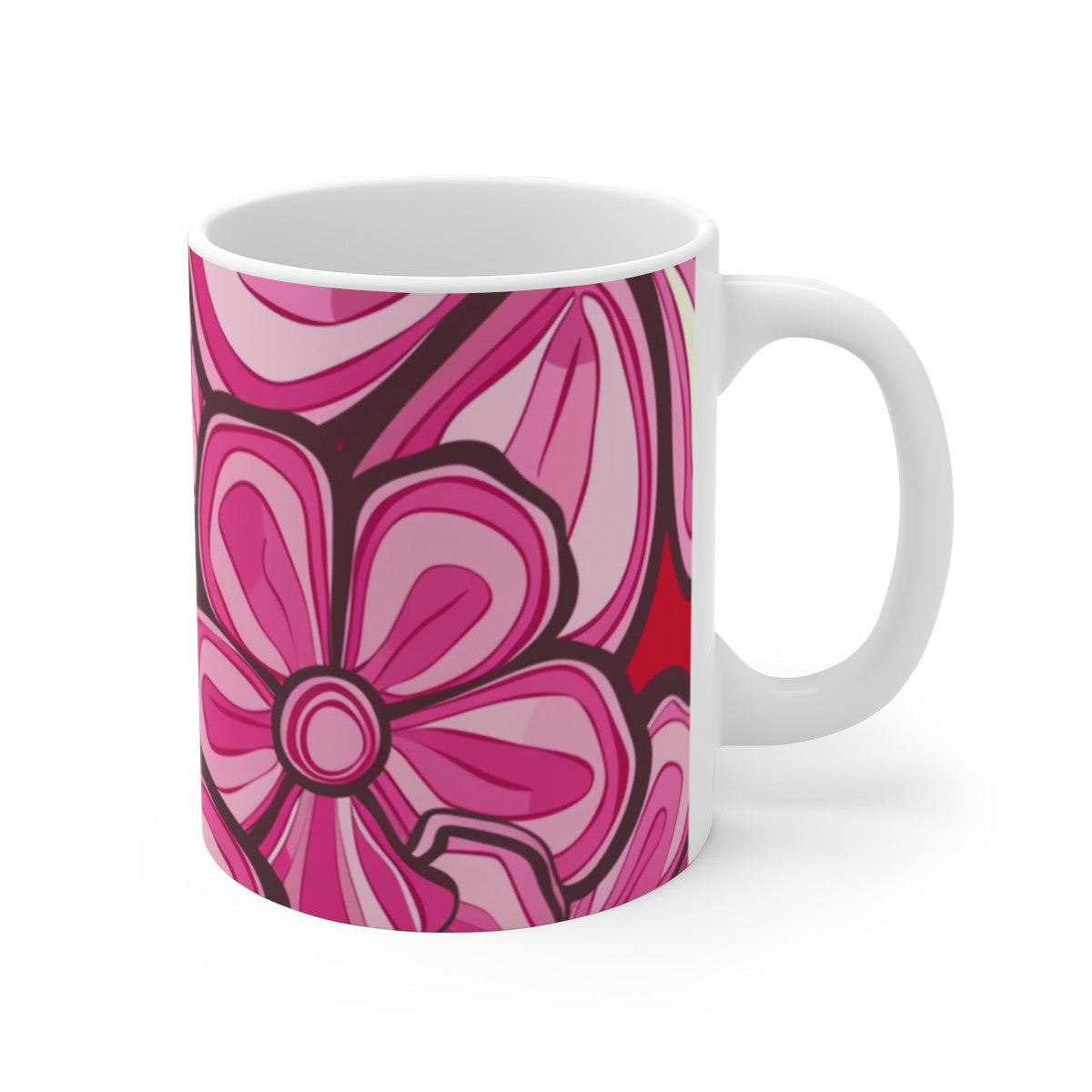 Tasse à Fleurs Roses Style Années 70 Mug Rétro Coloré pour Amoureux du Vintage