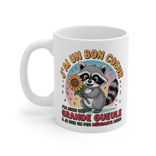 Mug Tasse Drôle Raton Laveur  Bon Cœur, Grande Gueule, Un Peu Méchante  Idée Cadeau Femme au Caractère Bien Trempé