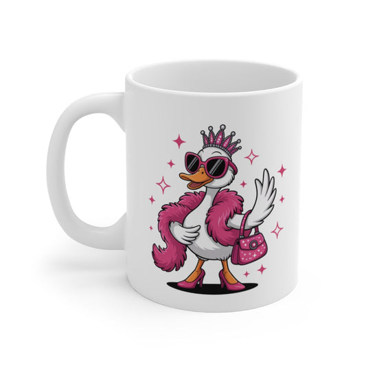 Mug Tasse Cane Diva Canard Glamour en Talons & Lunettes Roses Idée Cadeau Marrant et Stylé pour Femmes Originales