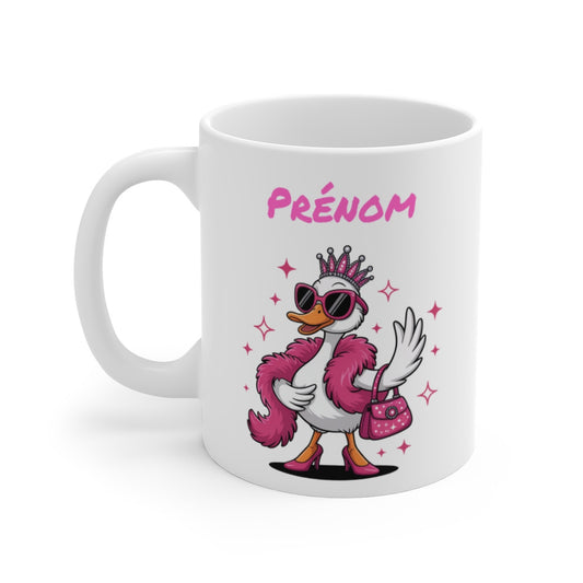 Mug Personnalisé Cane Diva Canard Chic avec Prénom à Ajouter Idée Cadeau Humoristique Femme, Anniversaire