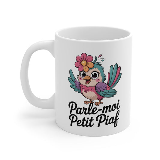 Mug Tasse Oiseau Mignon Parle-moi Petit Piaf Idée Cadeau Doux et Original, Style Kawaii