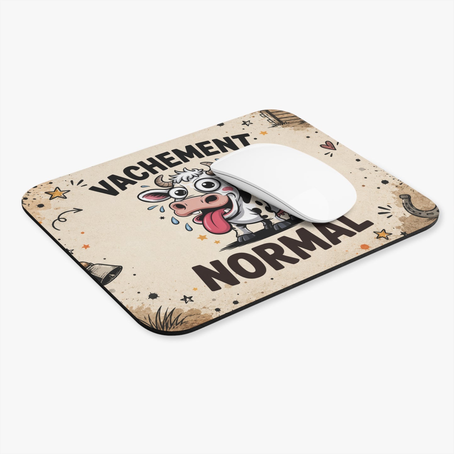 Tapis de Souris 22x18cm Vachement Normal Vache Humour Cadeau Homme Femme Bureau Gaming Animal Ferme Drôle
