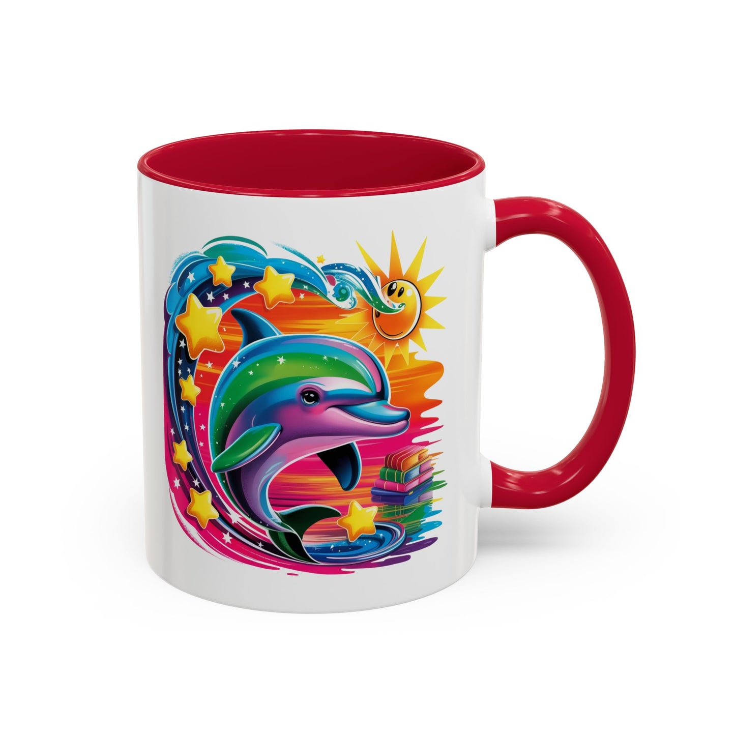 Mug Dauphin Multicolore – Tasse Design Fantaisie Océan Soleil et Étoiles – Cadeau Original 325ml