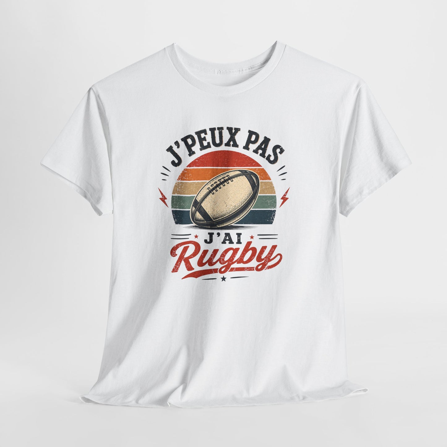 T-Shirt Rugby Homme Femme Enfant – J’Peux Pas J’Ai Rugby – Tee Shirt Ballon Rugby Vintage Cadeau Rugbyman Supporter Sport Équipe