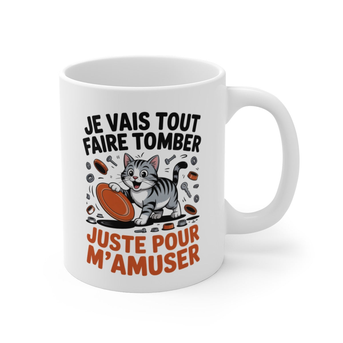 Mug Chat Marrant  Je Vais Tout Faire Tomber Juste Pour M’amuser Cadeau Rigolo pour Fan de Chats