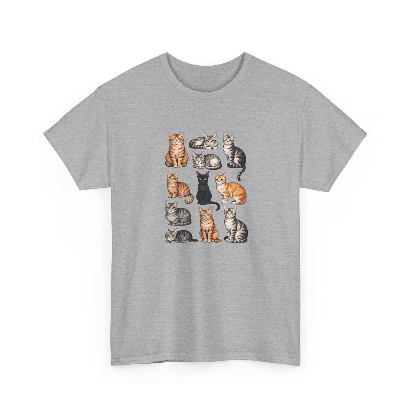 T-Shirt Chats Mignons Multiples – Design Différentes Races de Chats – Tee-Shirt Amoureux des Chats