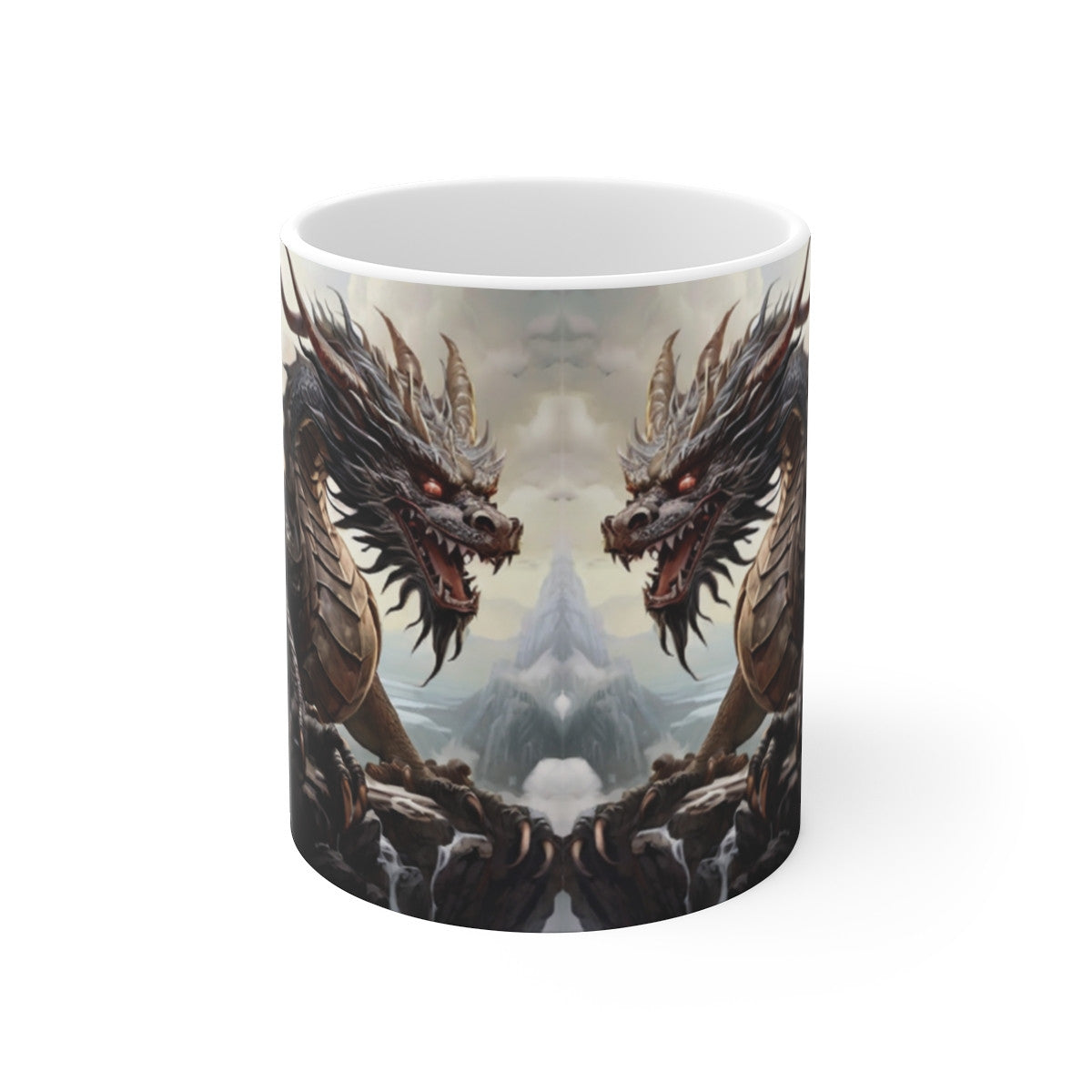 Mug Dragons Guerriers  Affrontement Fantastique Épique Cadeau Geek Médiéval  Illustration Fantasy Créature Mythique
