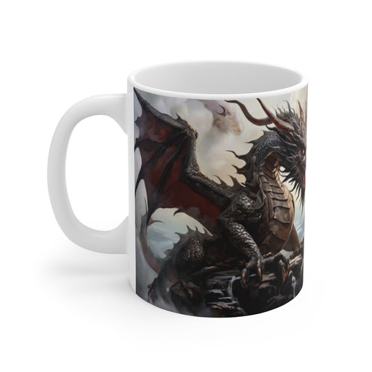 Mug Dragons Guerriers  Affrontement Fantastique Épique Cadeau Geek Médiéval  Illustration Fantasy Créature Mythique