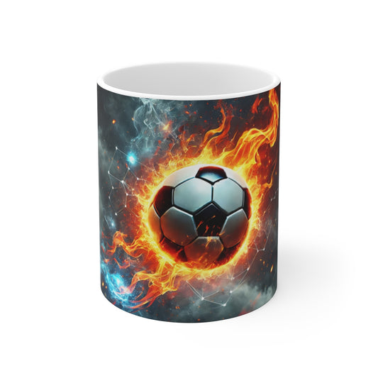 Mug Ballon de Football en Flammes Cadeau Footballeur  Design Sport Énergie Feu & Explosion