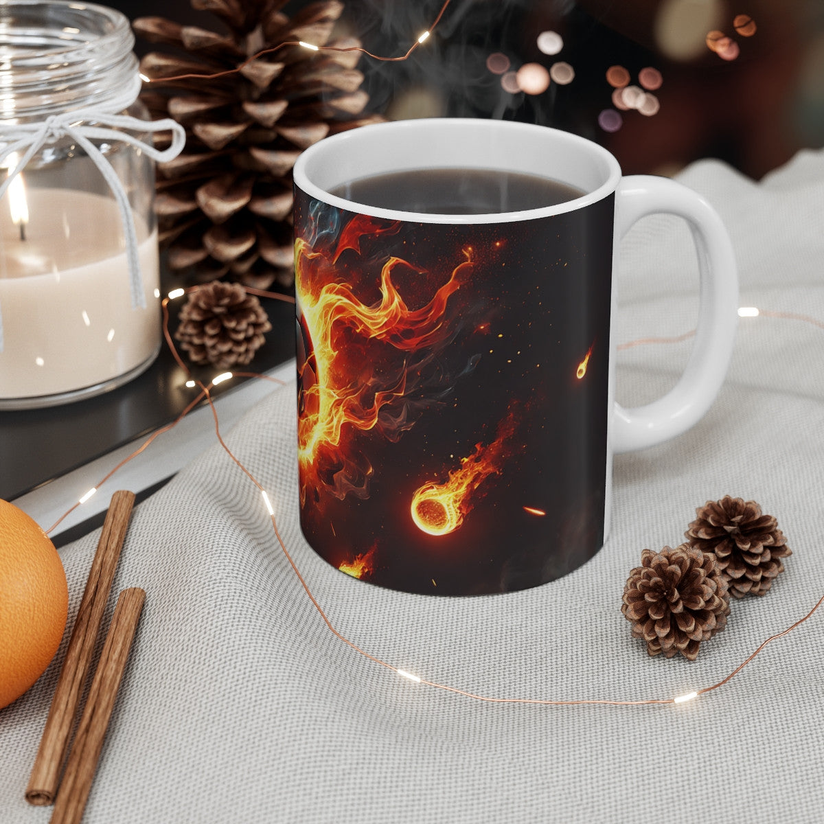 Mug Football Feu & Météores Ballon en Flammes Cadeau Joueur Foot, Design Intense & Électrique