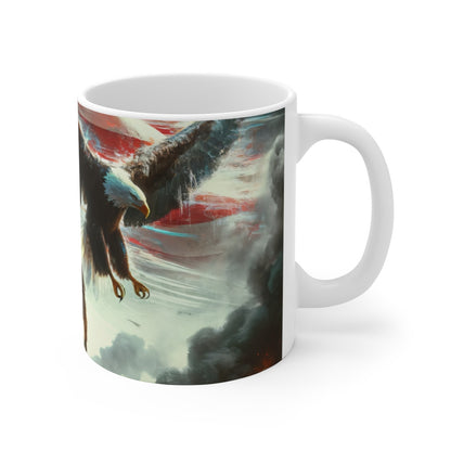 Mug Soldat Militaire & Aigle Américain  Art Patriotique avec Tank & Drapeau des États-Unis  Cadeau Armée, Vétéran, USA