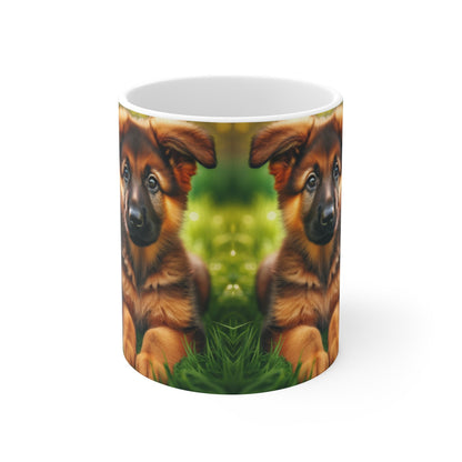 Mug Chiots et Fleurs  Chiens Mignons avec Panier Fleuri  Tasse Adorable Cadeau Animalier
