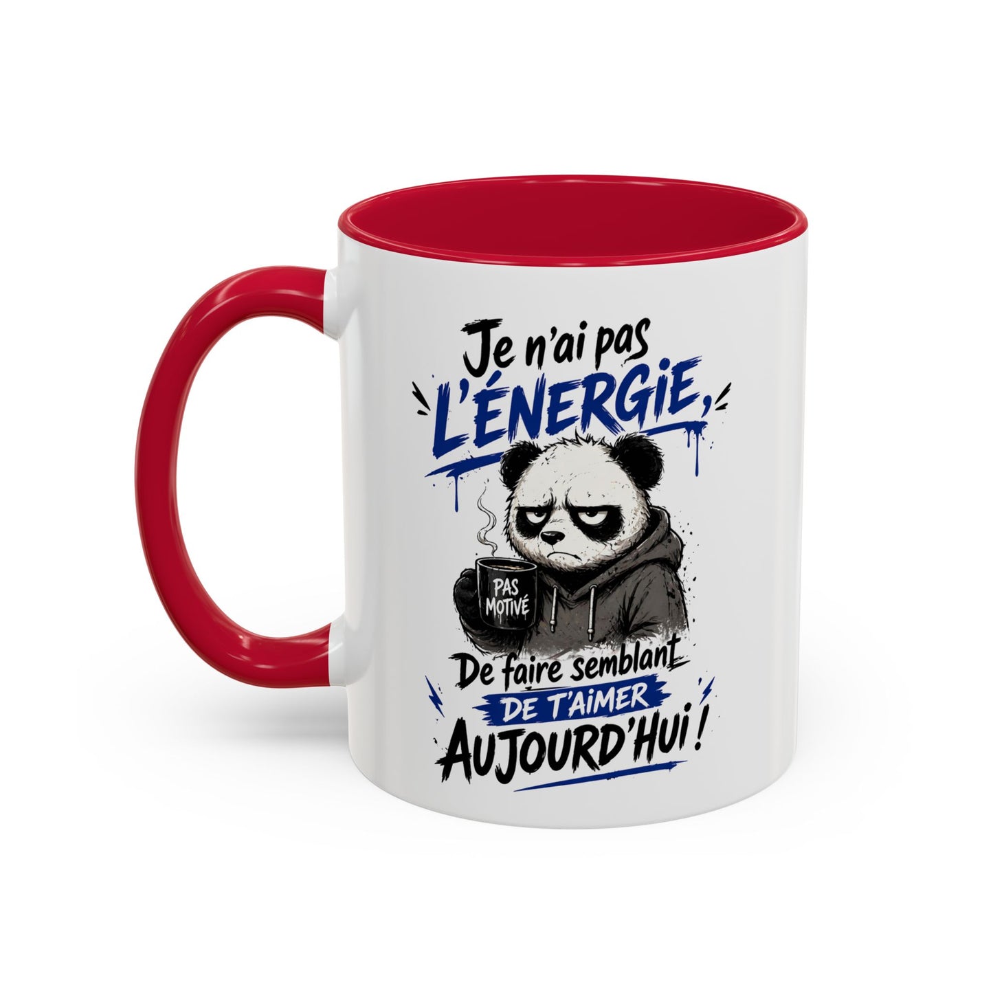 Mug Panda Fatigué Humoristique – Je n’ai pas l’énergie de faire semblant aujourd’hui – Tasse Café Drôle Motivation 325ml