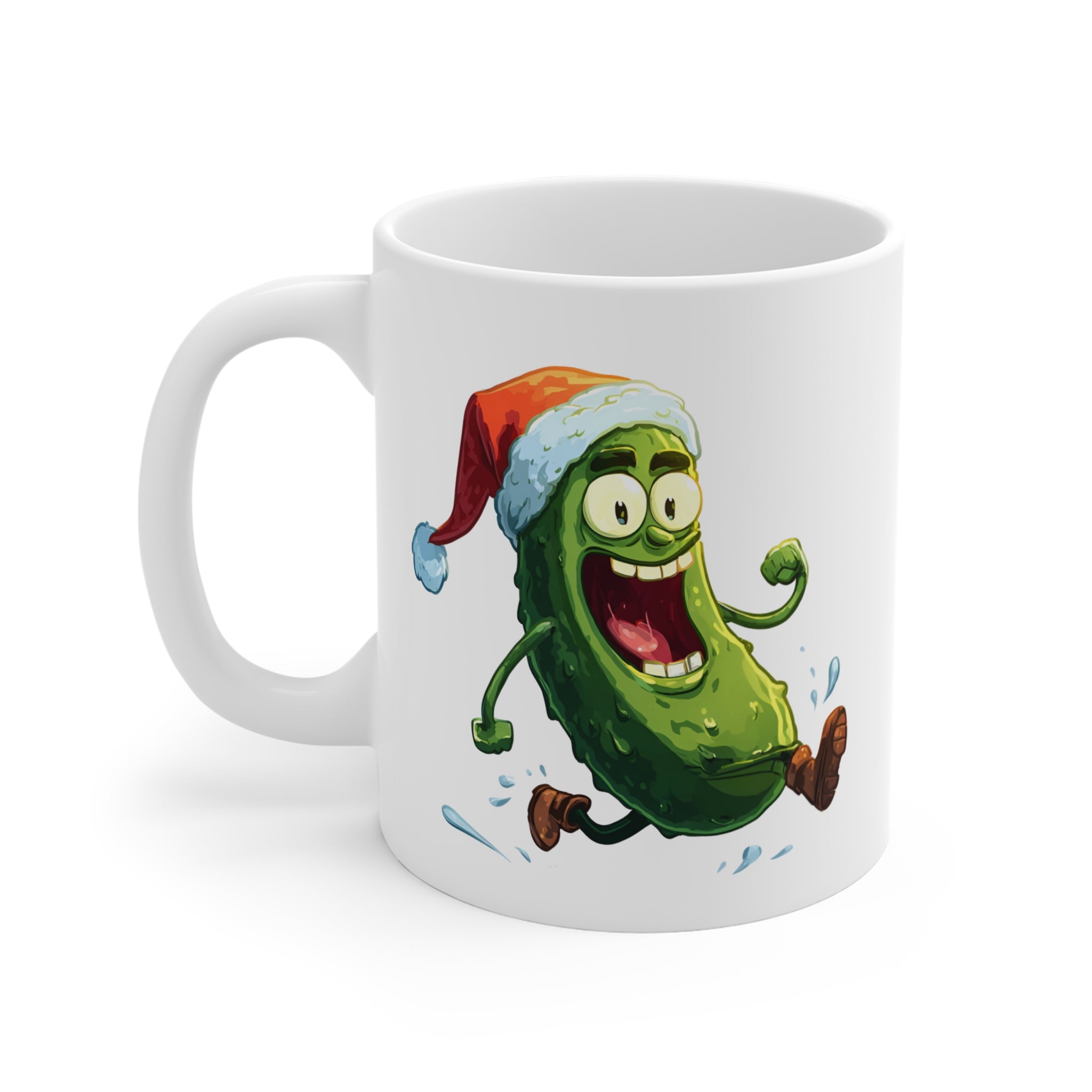 Mug Cornichon de Noël – Tasse Humour Festif Cartoon – Cadeau Drôle Original Céramique 325ml