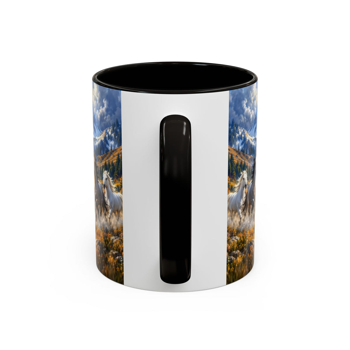 Mug Chevaux au Galop dans les Montagnes – Tasse Paysage Nature avec Troupeau de Chevaux – Cadeau Original Amoureux des Chevaux