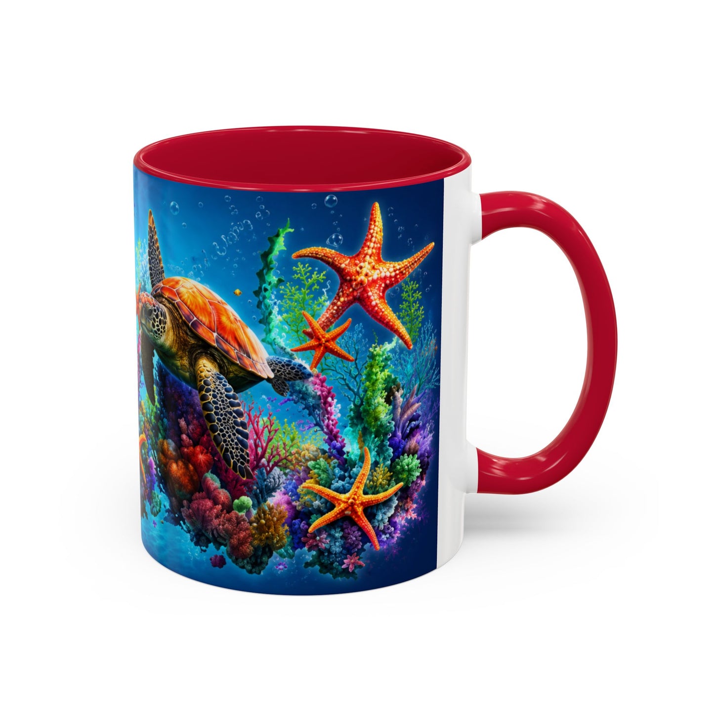 Tasse Tortue Marine Océan Tropical – Mug Fonds Marins Colorés et Poissons Exotiques – Cadeau Mer 325ml