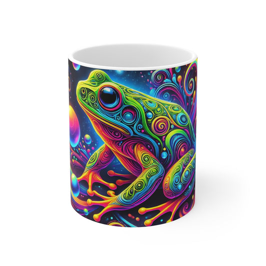Mug Grenouille Psychédélique Multicolore  Tasse Énergique Fluorescente Galaxie Spirale Arc-en-Ciel