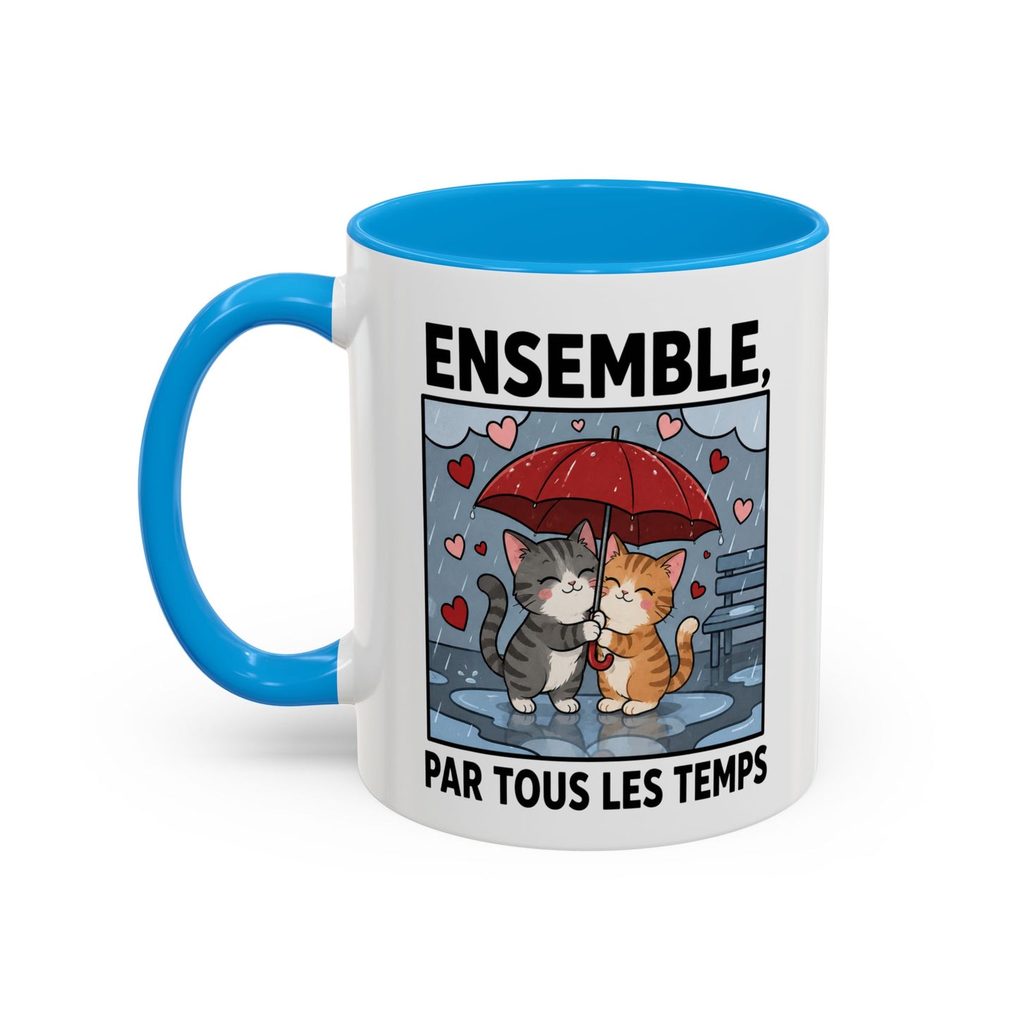 Tasse Ensemble Par Tous Les Temps – Mug Couple Chats Amoureux – Cadeau Saint-Valentin Homme Femme 325ml