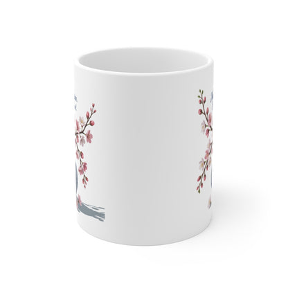 Tasse 20 Ans de Mariage  Mug Noces de Porcelaine avec Vase Fleuri et Citation Cadeau Anniversaire Élégant et Symbolique