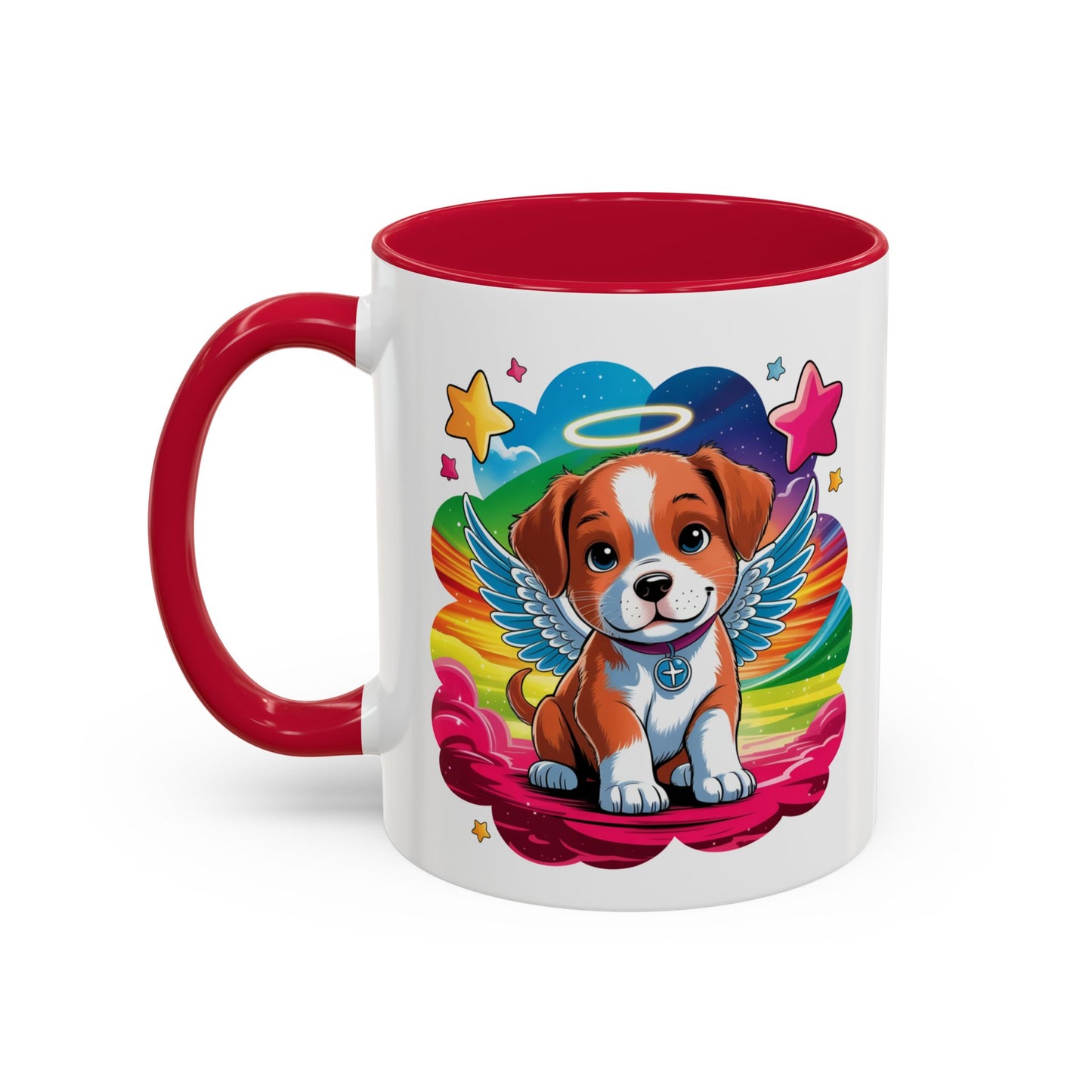Mug Chiot Ange avec Ailes et Halo – Tasse Kawaii Colorée Cadeau Original Amoureux des Chiens – Céramique 325ml