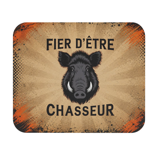 Tapis de Souris 22x18cm Fier d'Être Chasseur Sanglier Cadeau Chasseur Homme Passion Chasse Gibier Idée Cadeau Anniversaire Noël Bureau Gaming