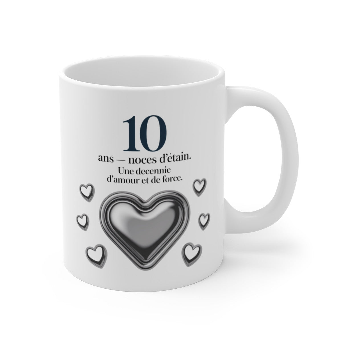 Mug 10 Ans Mariage Noces d’Étain  Tasse Amour Décennie 325ml Idée cadeau