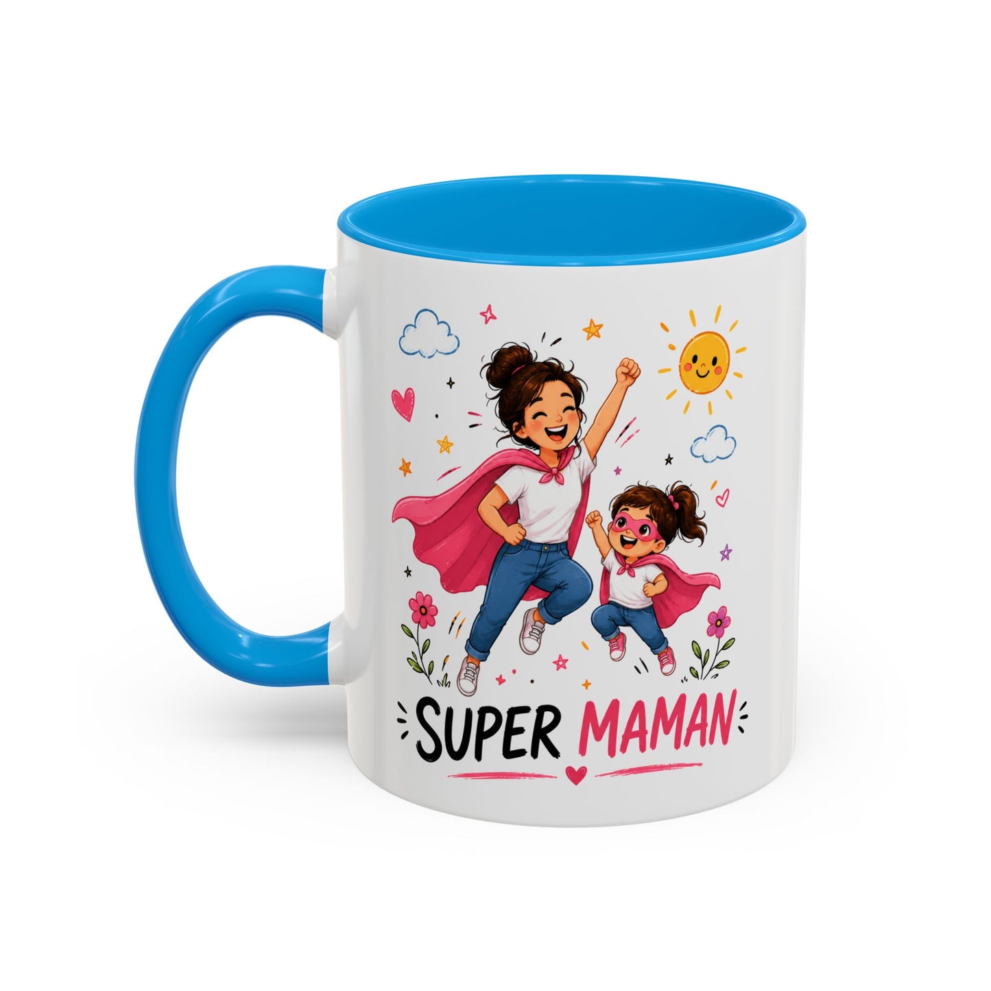 Tasse Super Maman Héroïne – Mug Mère Fille Super Héros Rose – Cadeau Fête Des Mères Femme 325ml