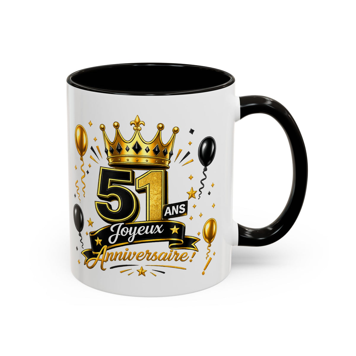 Mug Joyeux 51 Ans – Tasse Anniversaire 51 Ans – Cadeau Original pour Femme Homme – Idée Cadeau 51e Anniversaire Noir Bleu Rouge