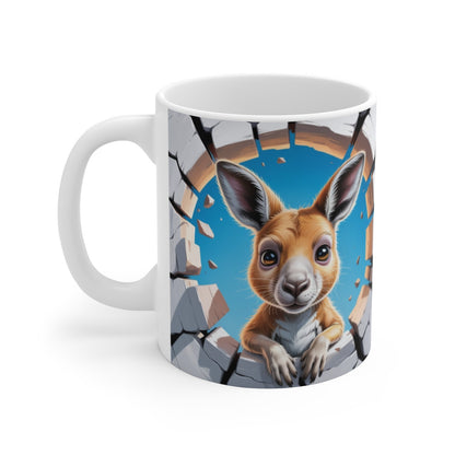 Mug Kangourou Mignon 3D – Tasse Animal Australie Trompe-l’œil 325ml