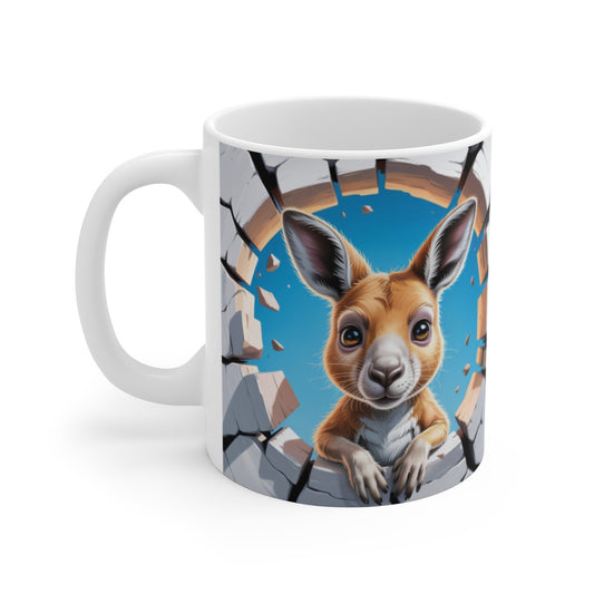 Mug Kangourou Mignon 3D – Tasse Animal Australie Trompe-l’œil 325ml