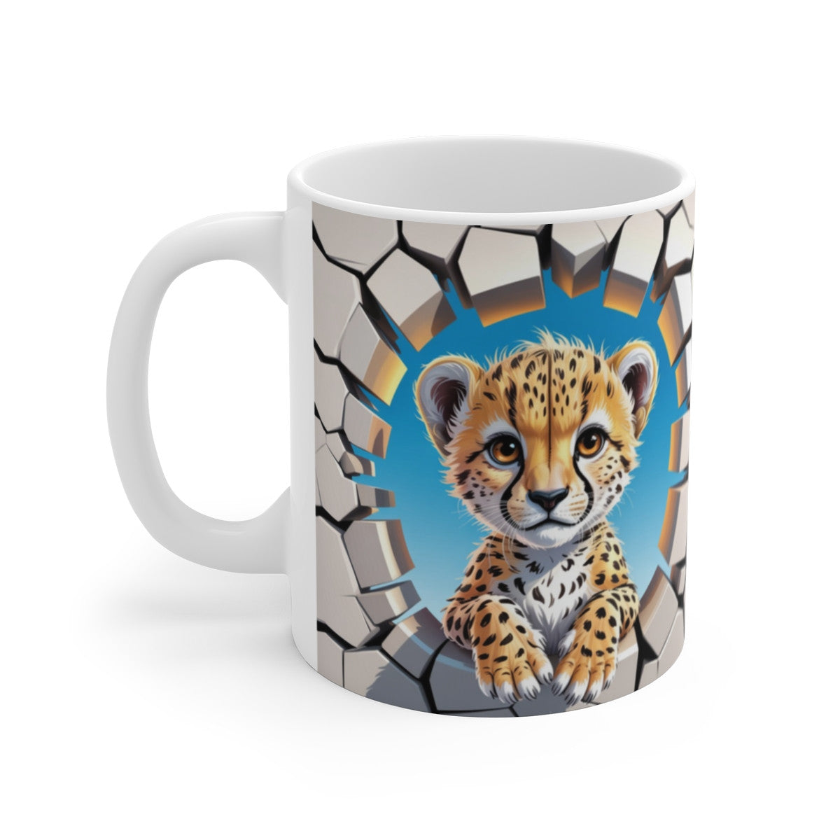 Mug Guépard Mignon 3D Tasse Animal Jungle Trompe-l’œil 325ml